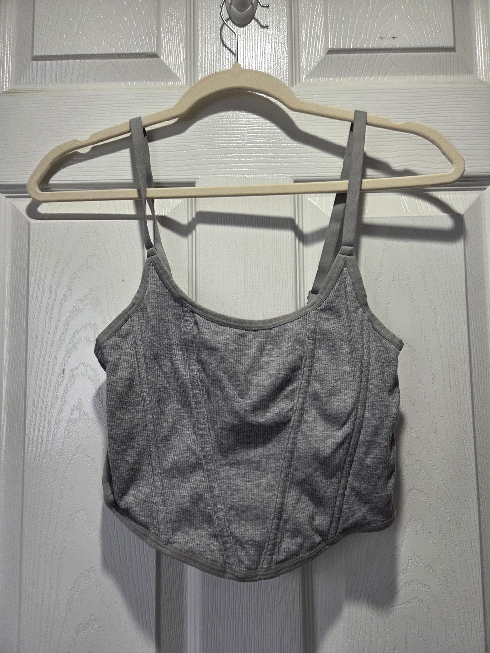 Colsie Gray Ribbed Cropped Corset Bralette